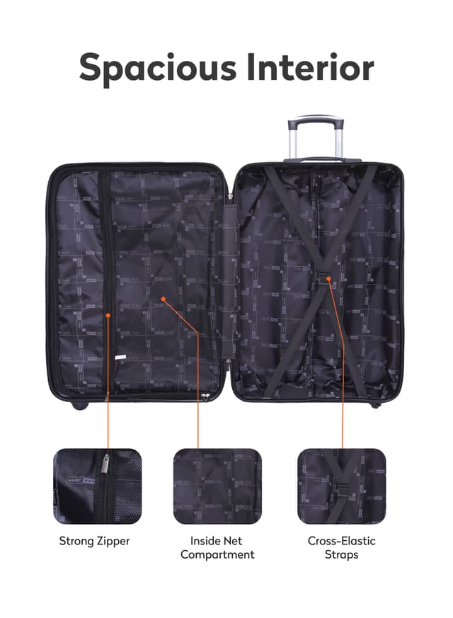 طقم شنط سفر 20/24/28 انش صلبة بارا جون 3 قطع زهري PARA JOHN Hard Side ABS Luggage Trolley