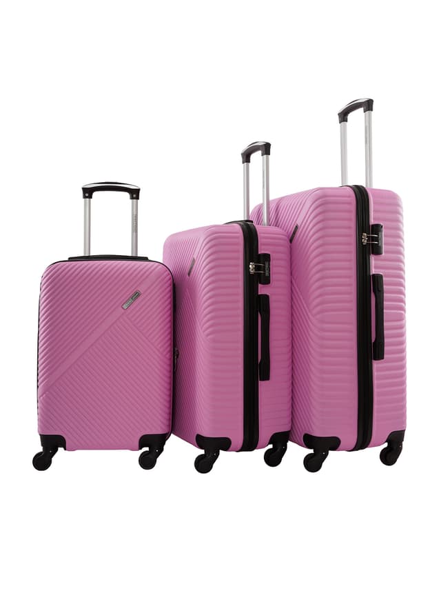 طقم شنط سفر 20/24/28 انش صلبة بارا جون 3 قطع وردي PARA JOHN Softside Luggage Trolley Set