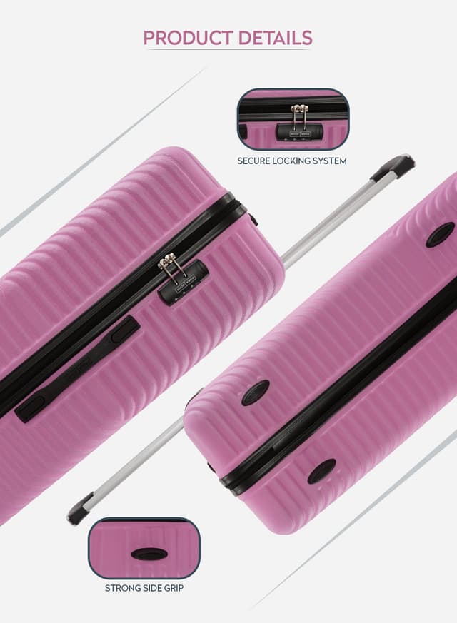 طقم شنط سفر 20/24/28 انش صلبة بارا جون 3 قطع وردي PARA JOHN Softside Luggage Trolley Set