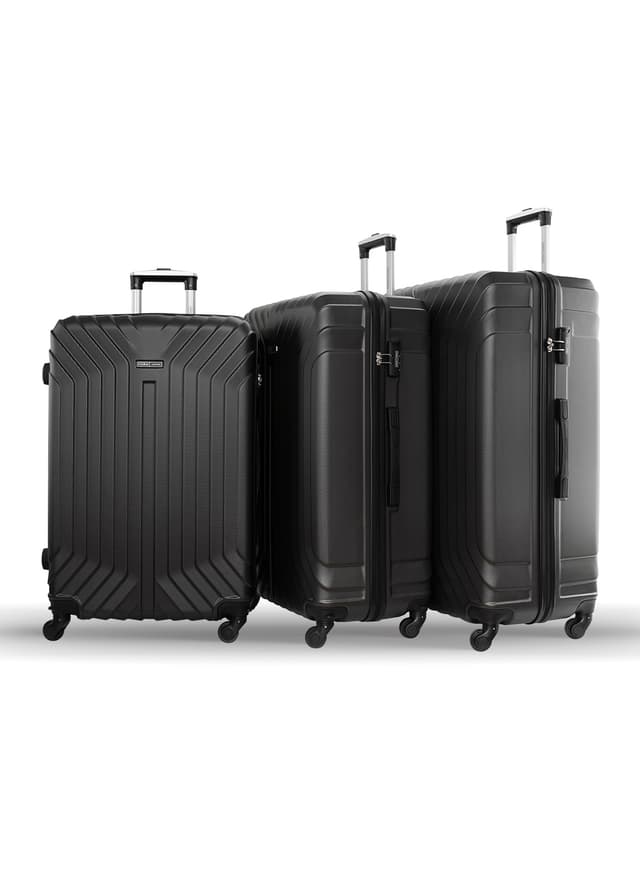 طقم شنط سفر 28/30/32 انش صلبة بارا جون 3 قطع مقلم رصاصي PARA JOHN  Light wight Hard Side ABS Luggage Trolley
