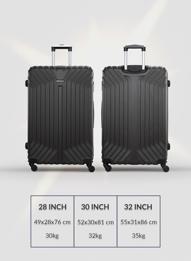 طقم شنط سفر 28/30/32 انش صلبة بارا جون 3 قطع مقلم رصاصي PARA JOHN  Light wight Hard Side ABS Luggage Trolley
