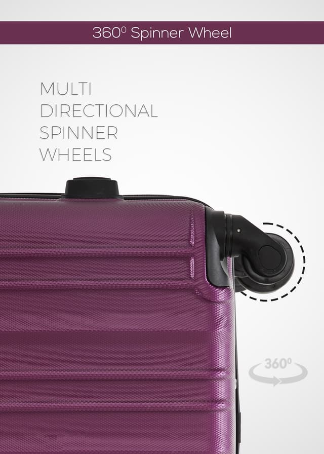 طقم شنط سفر 20/24/28 انش صلبة بارا جون 3 قطع بنفسجي PARA JOHN Lightweight ABS Hard side Travel  Luggage Trolley Bag Set