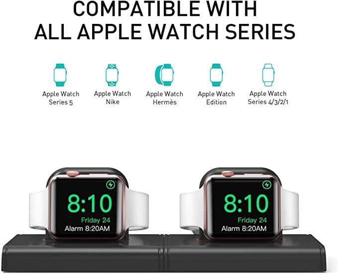 Ahastyle Dual ABS Charging Dock For Apple Watch - Black/Black [ PT117-2_BKBK ]