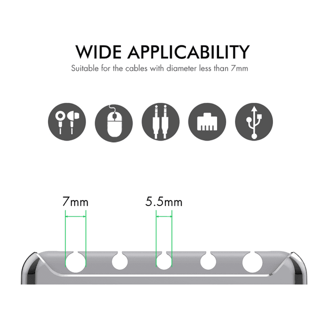 Ahastyle Premium Metal and Silicone Multipurpose Cable Clips - Grey [ PT125_GY ] - SW1hZ2U6MTM2MjY1MQ==