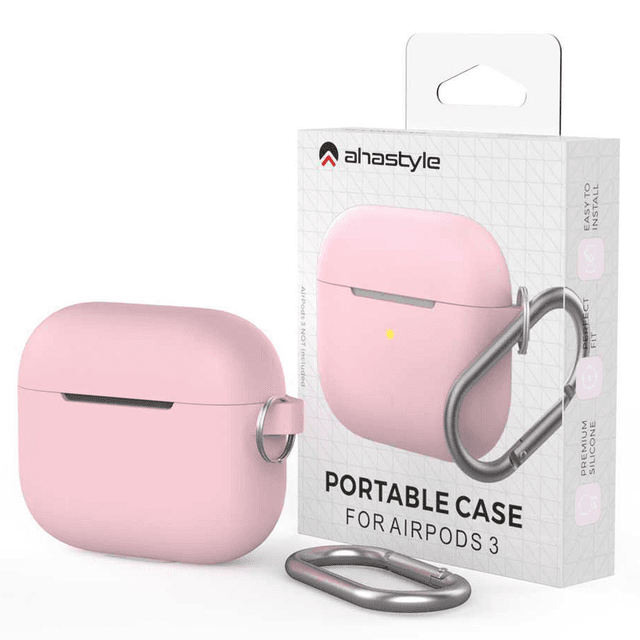 AhaStyle Full Cover Silicone Keychain Case for Airpods 3 - Pink [ PT148_PK ] - 273114