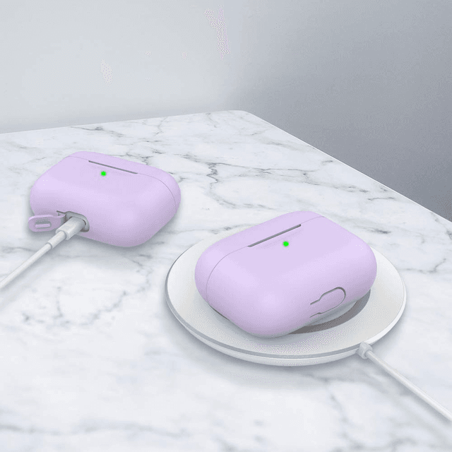 جراب سماعات ابل ايربودز 3 سيليكون يدعم ماج سيف اهاستايل بنفسجي  AhaStyle Silicone Keychain Case for Airpods 3