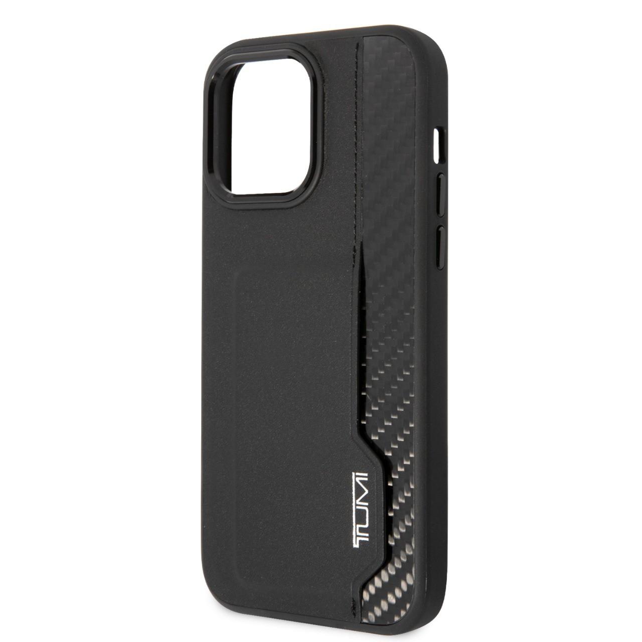 Tumi HC Leather& Carbon With Vertical Card Slot Case For iPhone 14 Pro Max - Black [ TUHCP14XACLK ]