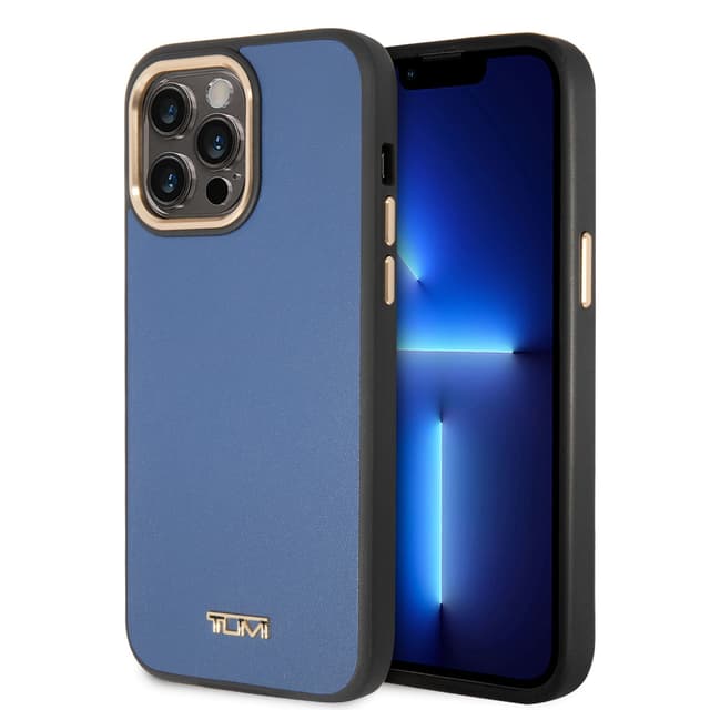 كفر ايفون 14 برو ماكس نسائي تومي أزرق Tumi Women Smooth Leather Hard Case