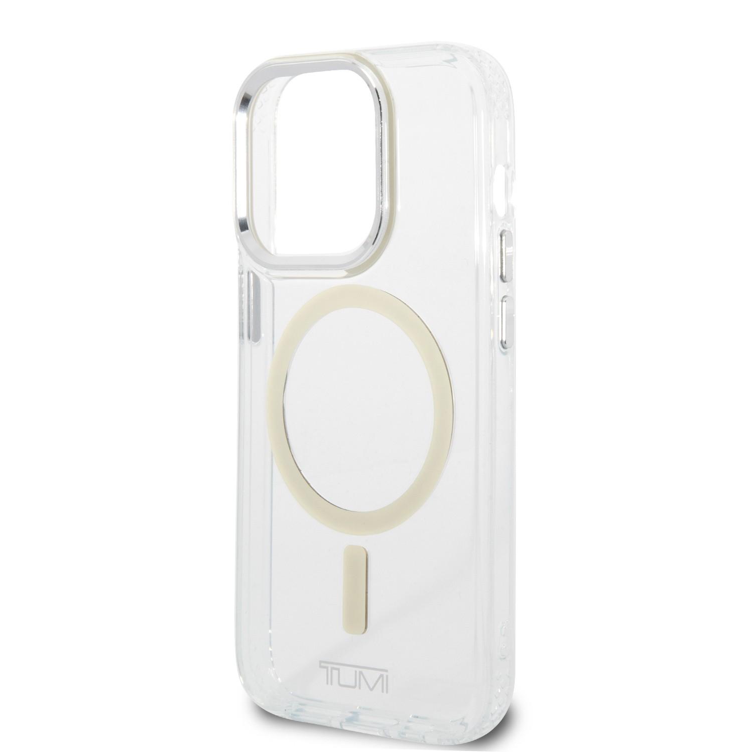 كفر ايفون 14 برو ماج سيف تومي شفاف أبيض Tumi Transparent Magsafe Case For iPhone 14 Pro