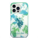 كفر جوال ايفون 14 برو سيليكون لون أخضر من يو اس بولو USPA PC TPU IML Case With Dye Palm Design & Horse Logo For iPhone 14 Pro