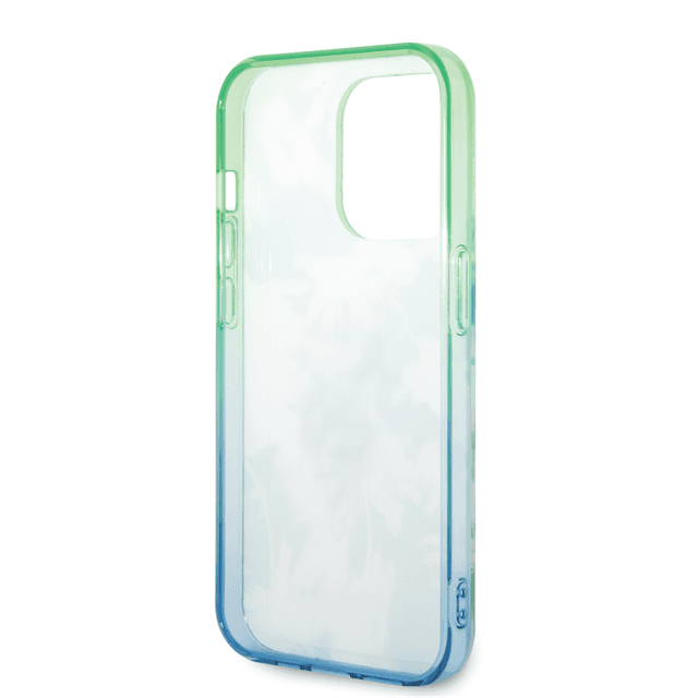 كفر جوال ايفون 14 برو سيليكون لون أخضر من يو اس بولو USPA PC TPU IML Case With Dye Palm Design & Horse Logo For iPhone 14 Pro