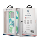 كفر جوال ايفون 14 برو سيليكون لون أخضر من يو اس بولو USPA PC TPU IML Case With Dye Palm Design & Horse Logo For iPhone 14 Pro