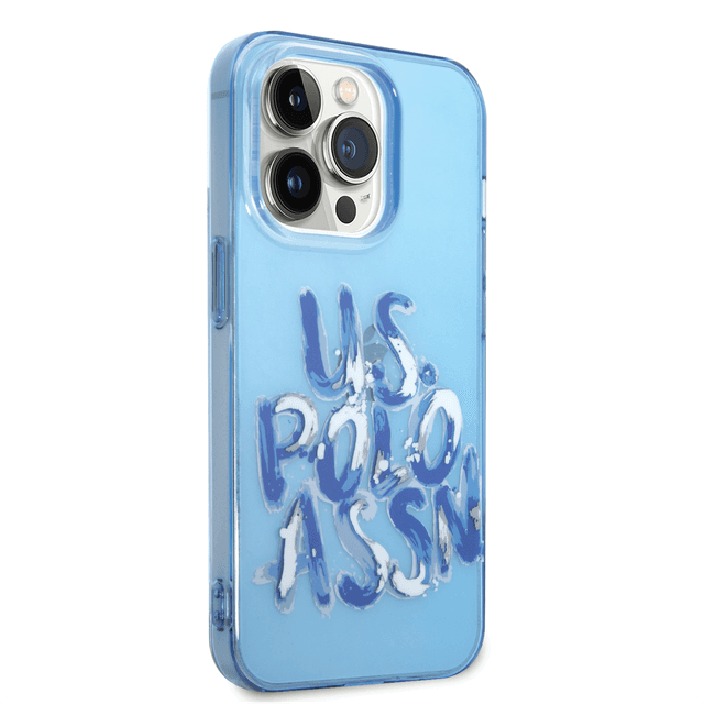 كفر جوال ايفون 14 برو سيليكون مع كتابة غرافيت لون أزرق من يو اس بولو USPA PC TPU Tranparent Case With Graffiti Logo For iPhone 14 Pro - SW1hZ2U6MTM5ODQyOA==