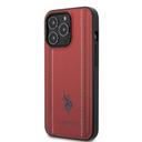 كفر جوال ايفون 14 برو ماكس جلدي لون أحمر مع لوغو حصان من يو اس بولو USPA PU Leather Case With Stitched Lines Double Line & Horse Logo For iPhone 14 Pro Max - SW1hZ2U6MTM5OTA3NA==