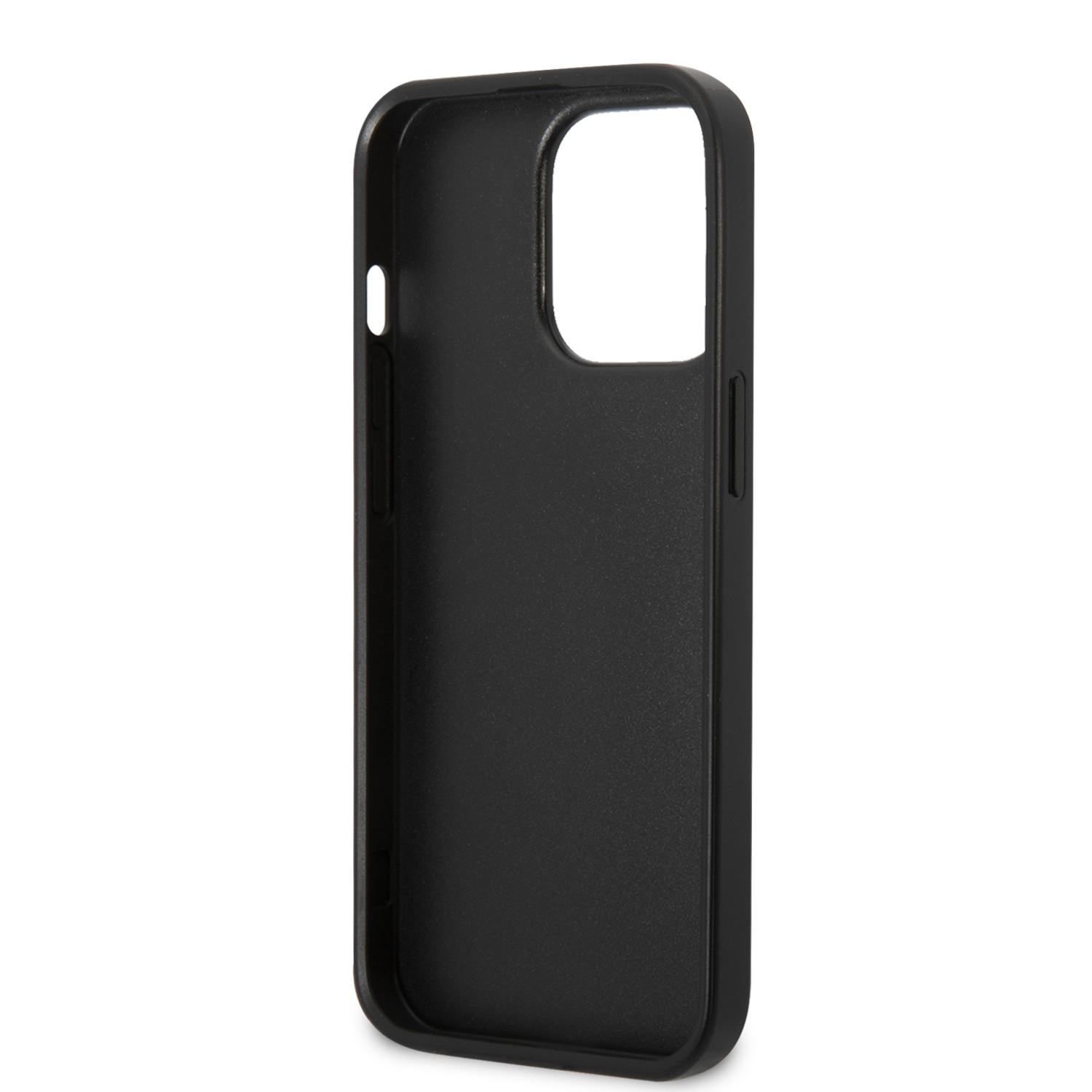 كفر جوال ايفون 14 برو ماكس جلدي لون أزرق من يو اس بولو USPA PU Leather Case With Tricolor Stitches & Initials For iPhone 14 Pro Max