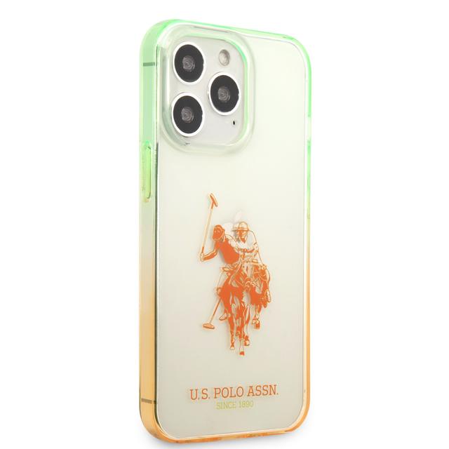 U.S.Polo Assn. USPA PC/TPU Case With Dyed Bumper & Horse Logo For iPhone 14 Pro Max - Orange [ USHCP14XUGRON ] - SW1hZ2U6MTM5ODk4OA==