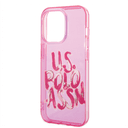 كفر جوال ايفون 14 برو ماكس سيليكون لون وردي من يو اس بولو USPA PC TPU Tranparent Case With Graffiti Logo For iPhone 14 Pro Max - 283562