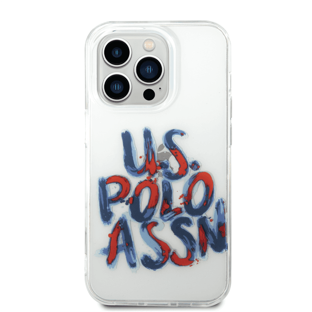 كفر جوال ايفون 14 برو ماكس سيليكون شفاف من يو اس بولو USPA PC TPU Tranparent Case With Graffiti Logo For iPhone 14 Pro Max - SW1hZ2U6MTM5OTIxMw==