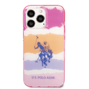 كفر جوال ايفون 14 برو ماكس سيليكون لون زهري من فيفا مدريد USPA PC TPU Case With Blurred Stripes & Horse Logo For iPhone 14 Pro Max - 283642