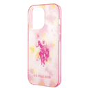 كفر جوال ايفون 14 برو ماكس سيليكون لون وردي من يو اس بولو USPA PC TPU Case With Tie&Dye Design & Horse Logo For iPhone 14 Pro Max - 283536