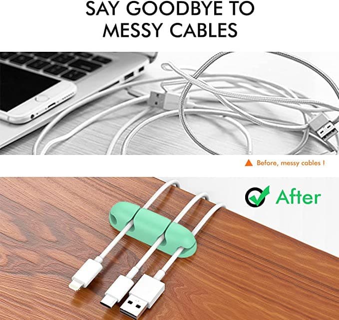 AhaStyle Silicone Multi-Purpose Cable Clip/Organizer ( 5 Packs ) - Green [ WG10-4_GN ]