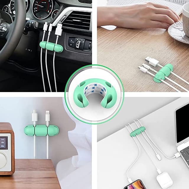 AhaStyle Silicone Multi-Purpose Cable Clip/Organizer ( 5 Packs ) - Green [ WG10-4_GN ]