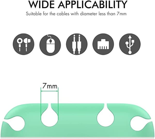 AhaStyle Silicone Multi-Purpose Cable Clip/Organizer ( 5 Packs ) - Green [ WG10-4_GN ]