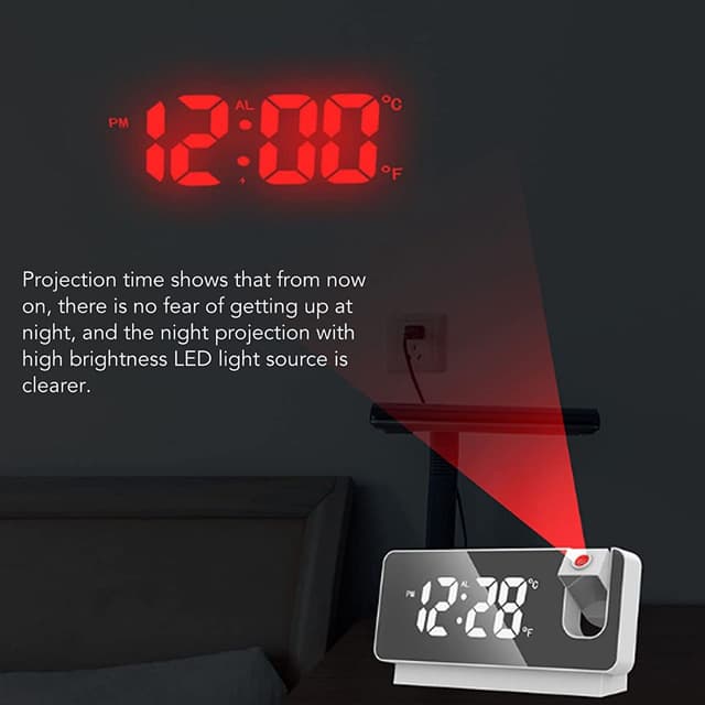 ساعة رقمية ومنبه ذكي مع بروجكتر للوقت Digital Alarm Clock For Bedroom