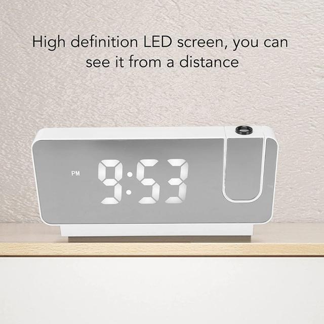 LED Projection Alarm Clock for Bedroom, Digital Clock with 180° Rotatable  Projector