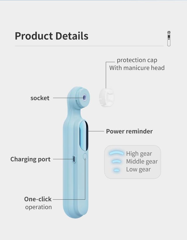 مبرد اظافر كهربائي وملمع 6 أقراص قابل للشحن Rechargeable 6 Tablets Electric Nail Files and Buffer Set