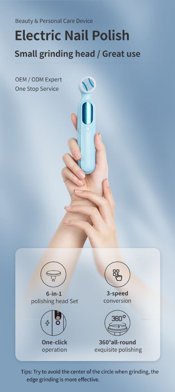 مبرد اظافر كهربائي وملمع 6 أقراص قابل للشحن Rechargeable 6 Tablets Electric Nail Files and Buffer Set