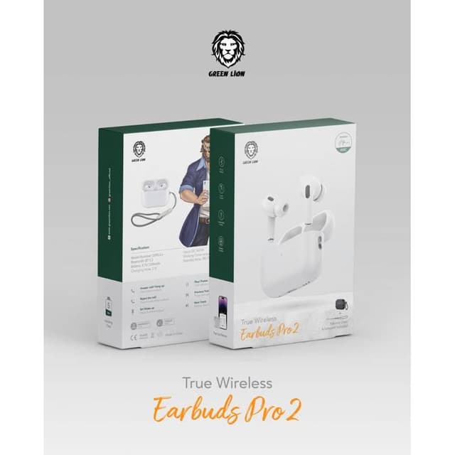 سماعه بلوتوث ايربودز برو 2 جرين Green Lion True Wireless Earbuds Pro 2