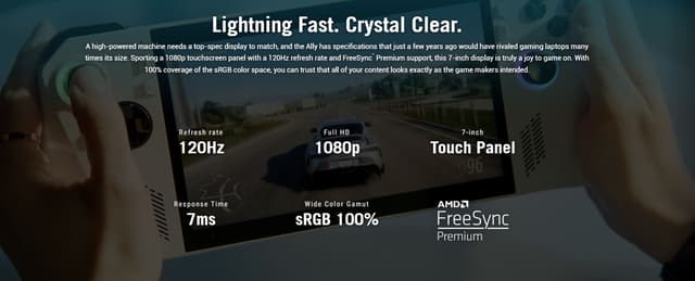 جهاز العاب محمول وحدة تحكم بنظام ويندوز اسوس روج آلي 7 بوصة 120 هرتز Asus ROG Ally Gaming Handheld