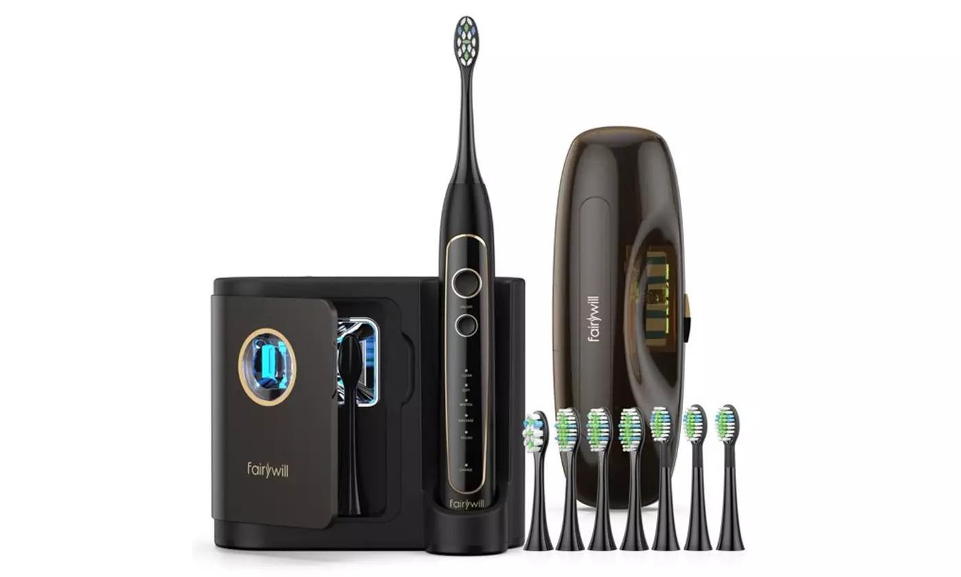 فرشاة اسنان كهربائية فيري ويل مع جهاز تعقيم رؤوس الفرشاة Fairywill Travel Kit 2056 Electric Toothbrush with Sanitizing Case