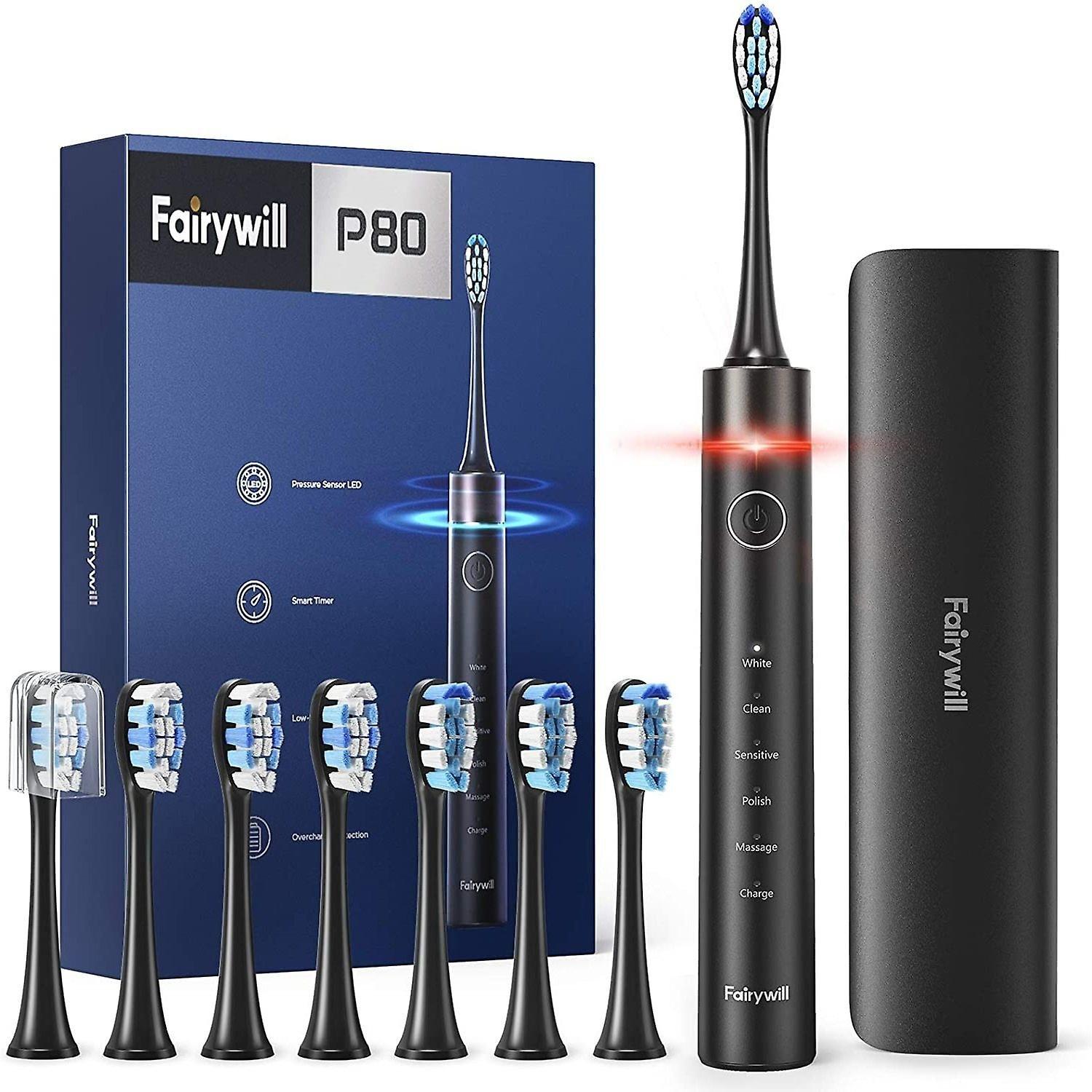 فرشاة اسنان مقاومة للماء كهربائية فيري ويل 8 رؤوس Fairywill P80 Pressure Sensor Electric Toothbrush