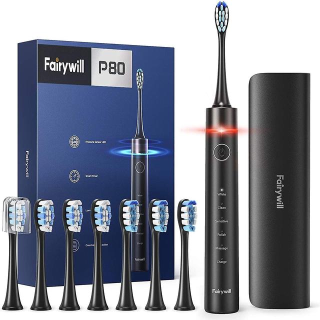 فرشاة اسنان مقاومة للماء كهربائية فيري ويل 8 رؤوس Fairywill P80 Pressure Sensor Electric Toothbrush - SW1hZ2U6MTQwNTMyMQ==