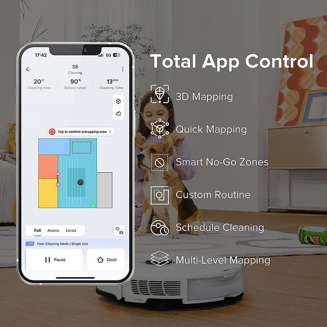 مكنسة روبوت التنظيف روبوروك اس 8 الذكية 6000 باسكال Roborock S8 Robot Vacuum and Mop Cleaner