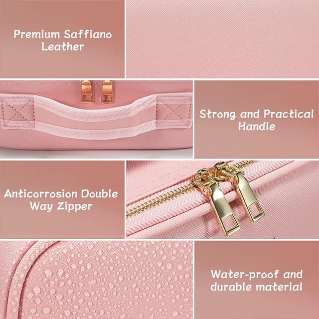 Travel Makeup Bag With Led Mirror Organiser Case With Adjustable Compartment