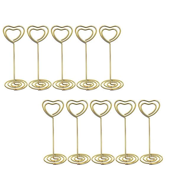 O Ozone 10 Pack Heart Shape Table Number Holder Christmas Place Card Holder Wedding Party Gatherings Office Desk Paper Menu Clips Name Card Clips Picture Memo Note Photo Stand-Gold - SW1hZ2U6MTQzMjM5MA==