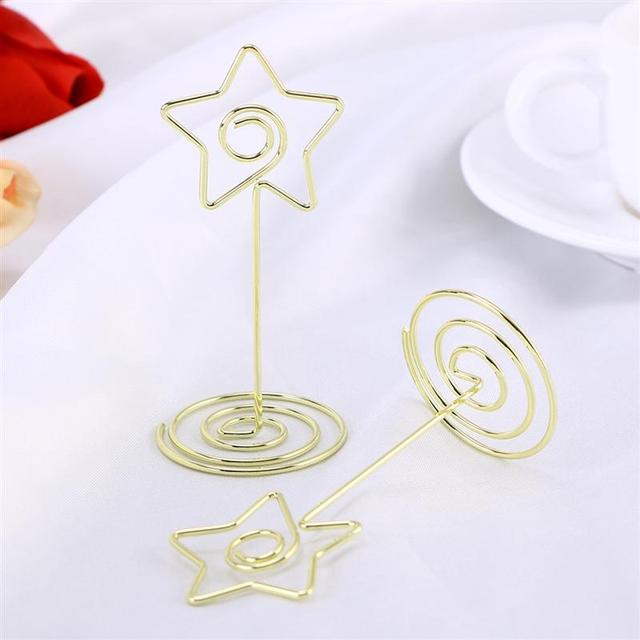 O Ozone 10 Pack Round/ Star Shape Table Number Holder Christmas Place Card Holder Wedding Party Gatherings Office Desk Paper Menu Clips Name Card Clips Picture Memo Note Photo Stand-Gold - SW1hZ2U6MTQzMjQwOQ==