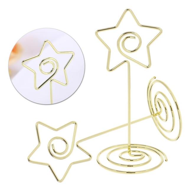 O Ozone 10 Pack Round/ Star Shape Table Number Holder Christmas Place Card Holder Wedding Party Gatherings Office Desk Paper Menu Clips Name Card Clips Picture Memo Note Photo Stand-Gold - SW1hZ2U6MTQzMjQxMw==