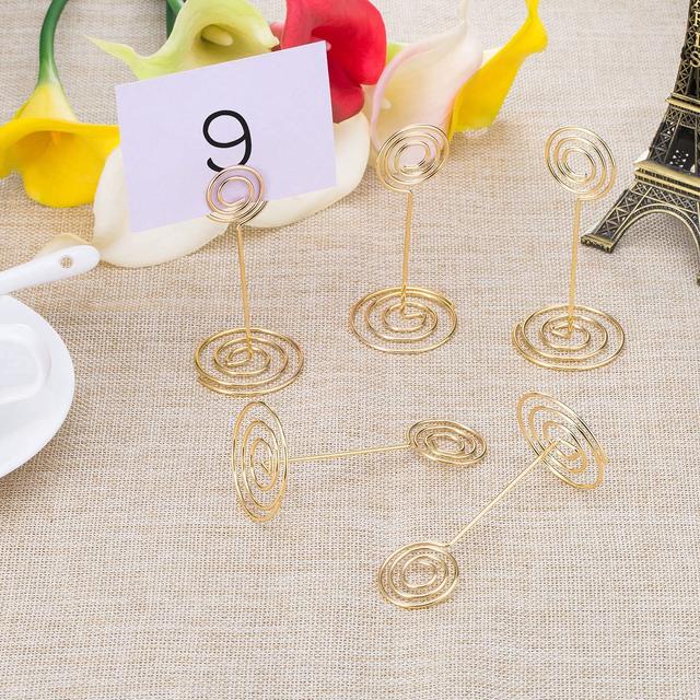 O Ozone 10 Pack Round/ Star Shape Table Number Holder Christmas Place Card Holder Wedding Party Gatherings Office Desk Paper Menu Clips Name Card Clips Picture Memo Note Photo Stand-Gold - SW1hZ2U6MTQzMjQxNQ==