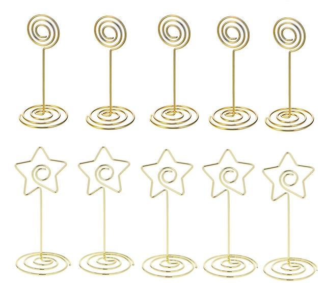 O Ozone 10 Pack Round/ Star Shape Table Number Holder Christmas Place Card Holder Wedding Party Gatherings Office Desk Paper Menu Clips Name Card Clips Picture Memo Note Photo Stand-Gold - SW1hZ2U6MTQzMjQwNA==