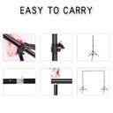 O Ozone 2mx2m Photography Adjustable Background Stand, Photography Studio Photo Video Backdrop Support System Kit, Heavy Duty Clamps for Photo Studio Home Outdoor Party (No Backdrop Included) - SW1hZ2U6MTQzNjg0OA==