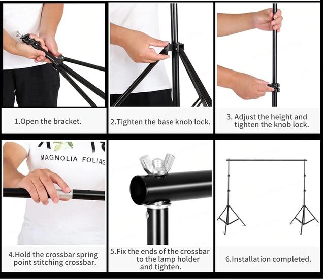 O Ozone 2mx2m Photography Adjustable Background Stand, Photography Studio Photo Video Backdrop Support System Kit, Heavy Duty Clamps for Photo Studio Home Outdoor Party (No Backdrop Included) - SW1hZ2U6MTQzNjg1Mg==