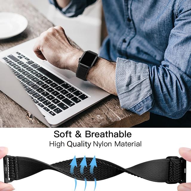 O Ozone 3 Pack Stretchy Nylon Replacement Band Compatible with Apple Watch Band 38mm 40mm 41mm Adjustable Sport Stretchy Elastics Weave Wristbands for iWatch Series Ultra 8 7 6 5 4 3 2 1 SE Women Men - SW1hZ2U6MTQzNzE1MQ==