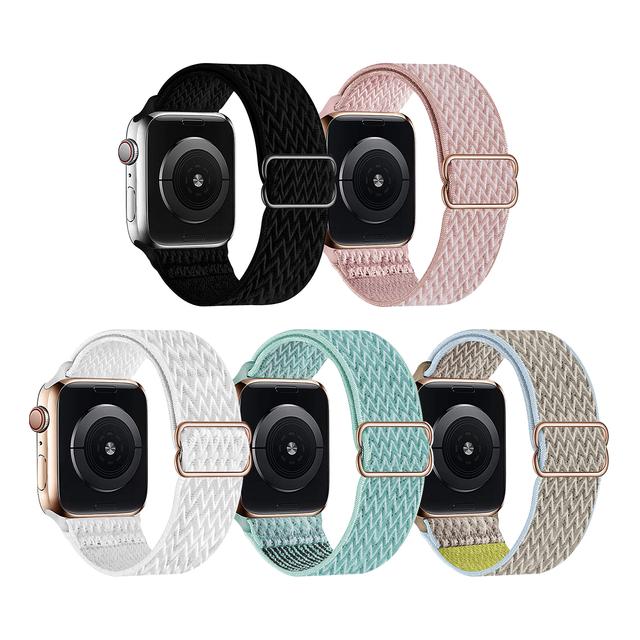 O Ozone 3 Pack Stretchy Nylon Replacement Band Compatible with Apple Watch Band 38mm 40mm 41mm Adjustable Sport Stretchy Elastics Weave Wristbands for iWatch Series Ultra 8 7 6 5 4 3 2 1 SE Women Men - SW1hZ2U6MTQzNzE0NQ==