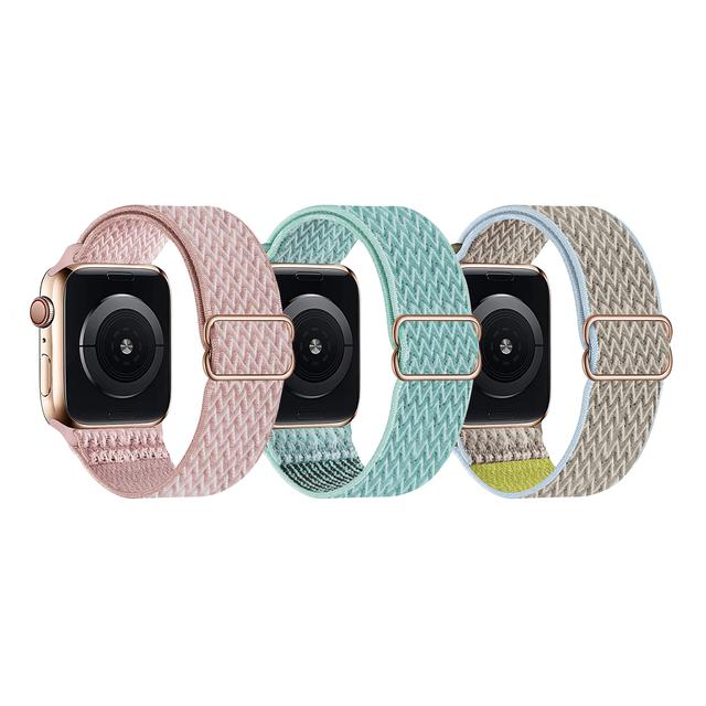 O Ozone 3 Pack Stretchy Nylon Replacement Band For Apple Watch 42mm 44mm 45mm 49mm, Adjustable Stretch Braided Sport Elastics Weave Nylon Wristband for iWatch Series Ultra 8 7 6 5 4 3 2 1 SE Women Men - SW1hZ2U6MTQzNzMwNw==