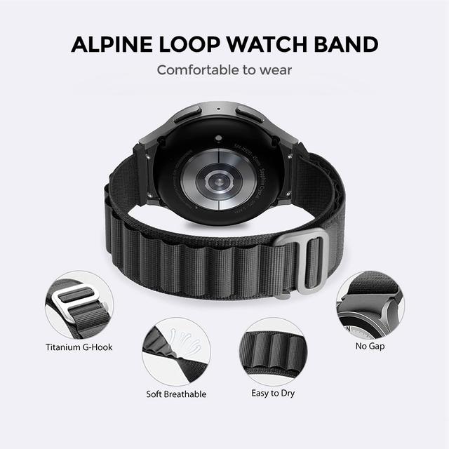 O Ozone Alpine Loop Compatible with Samsung Galaxy Watch 5 40mm 44mm/Galaxy Pro 5 45mm/Galaxy Watch 4 40mm 44mm, 20mm Nylon Sport Strap with Metal G Hook Replacement Wristband For Women Men-Blackgreen - SW1hZ2U6MTQzODcxMg==