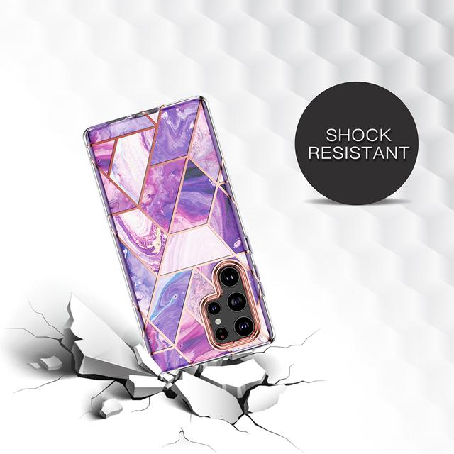 O Ozone Marble Bundle for Samsung Galaxy S23 5G Ultra Case + Galaxy Buds Case, Full-Body Smooth Gloss Finish Marble Shockproof Bumper Stylish Cover for Women Girls (Purple) - SW1hZ2U6MTQzNTMwNQ==